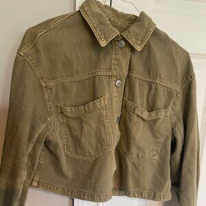 Zara olive green XS cropped jean jacket